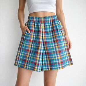 Koret Multicolor Plaid Elastic Waist Shorts